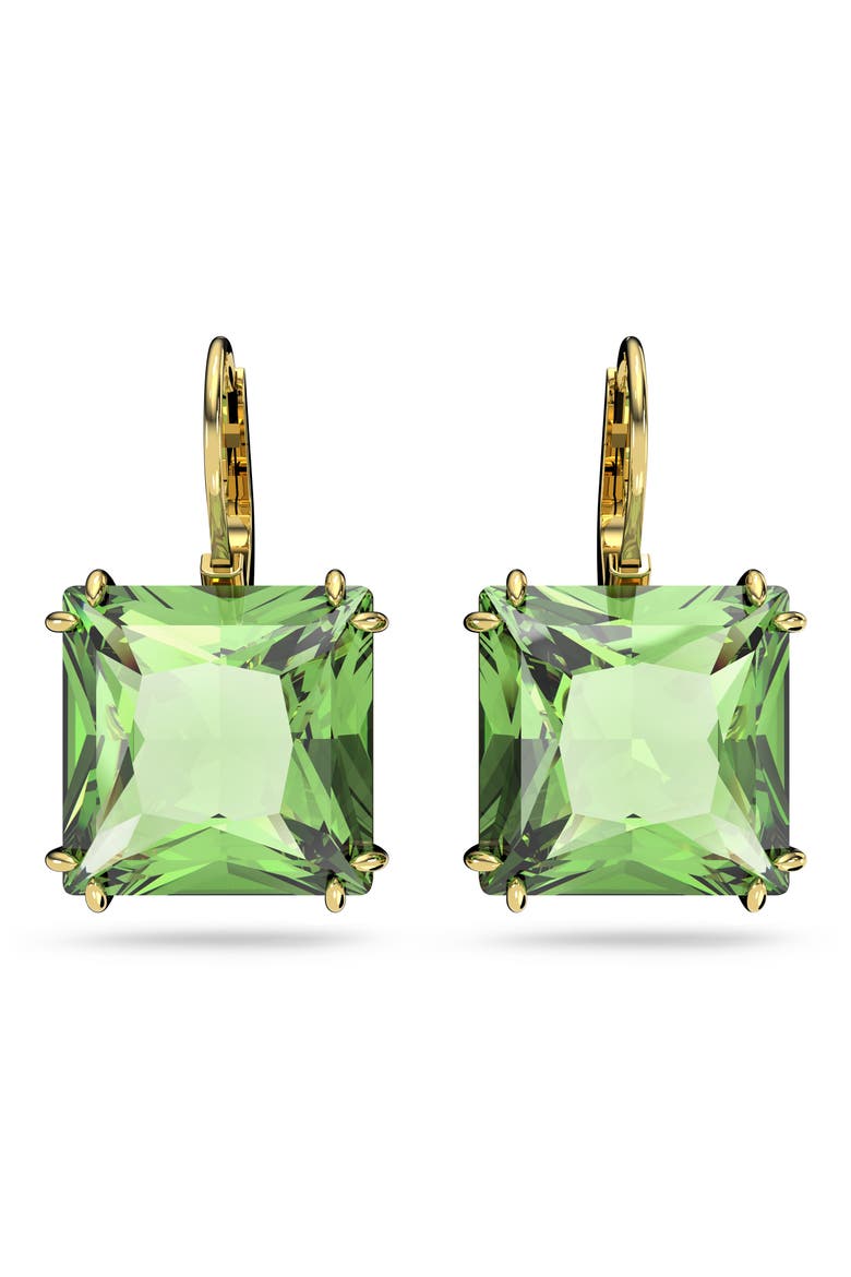 Millenia Square Crystal Drop Earrings, Main, color, PERIDOT