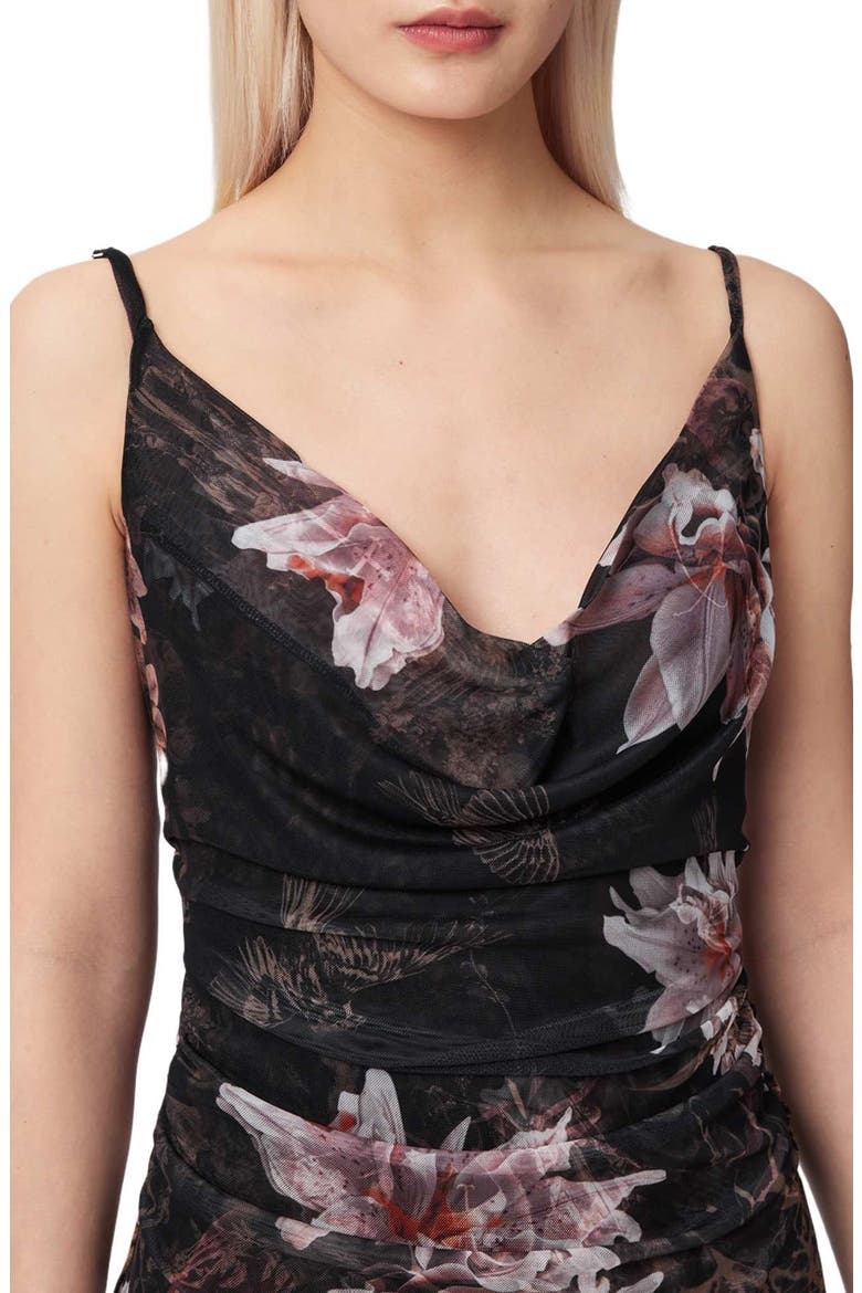 Bea Asymmetric Hem Mesh Minidress, Alternate, color, CRYSTAL BLACK