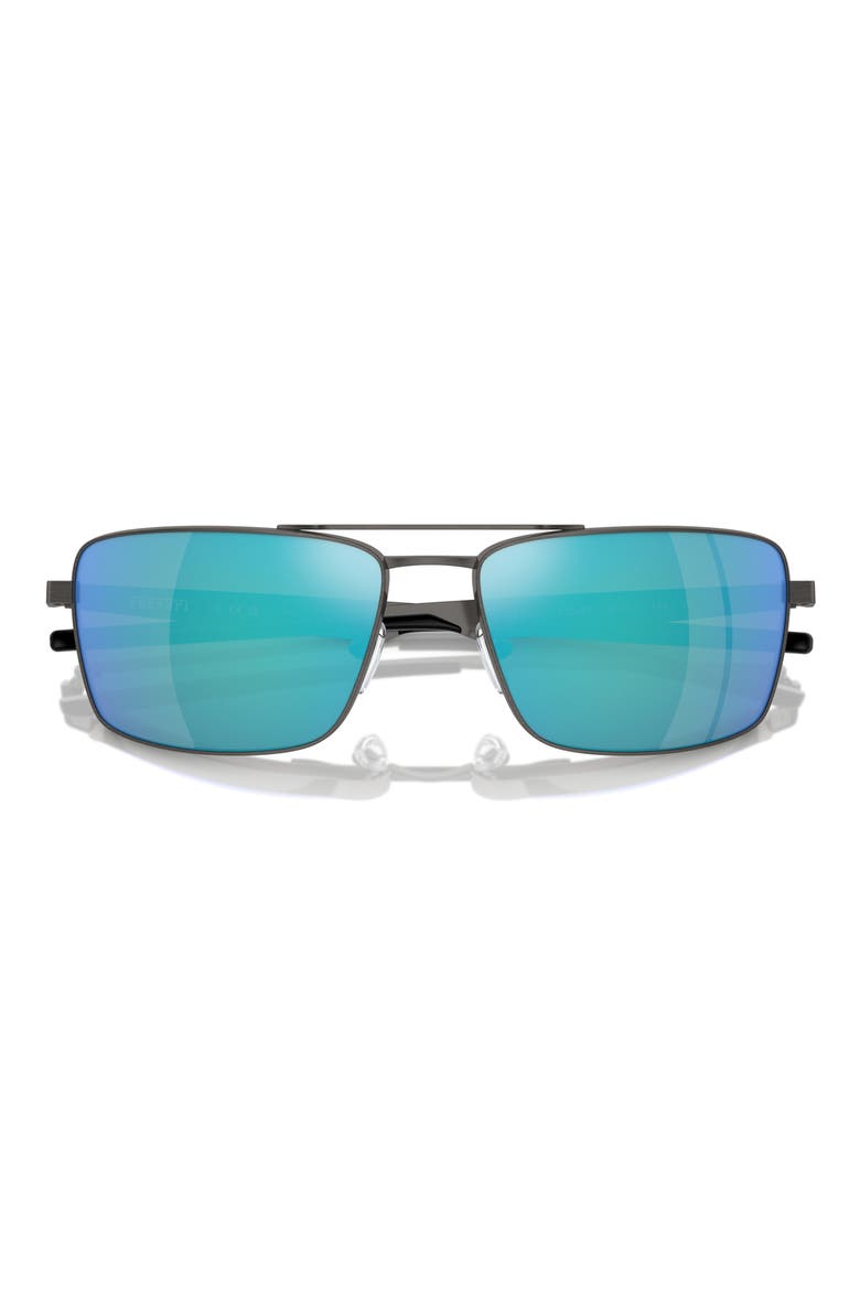 60mm Polarized Rectangular Sunglasses, Alternate, color, DARK GUNMETAL