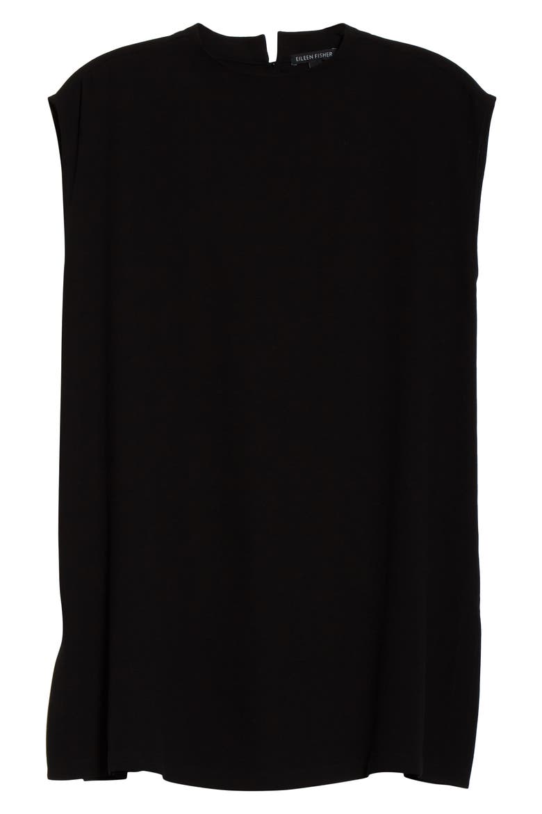 Funnel Neck Silk Box Top Tunic, Alternate, color, BLACK