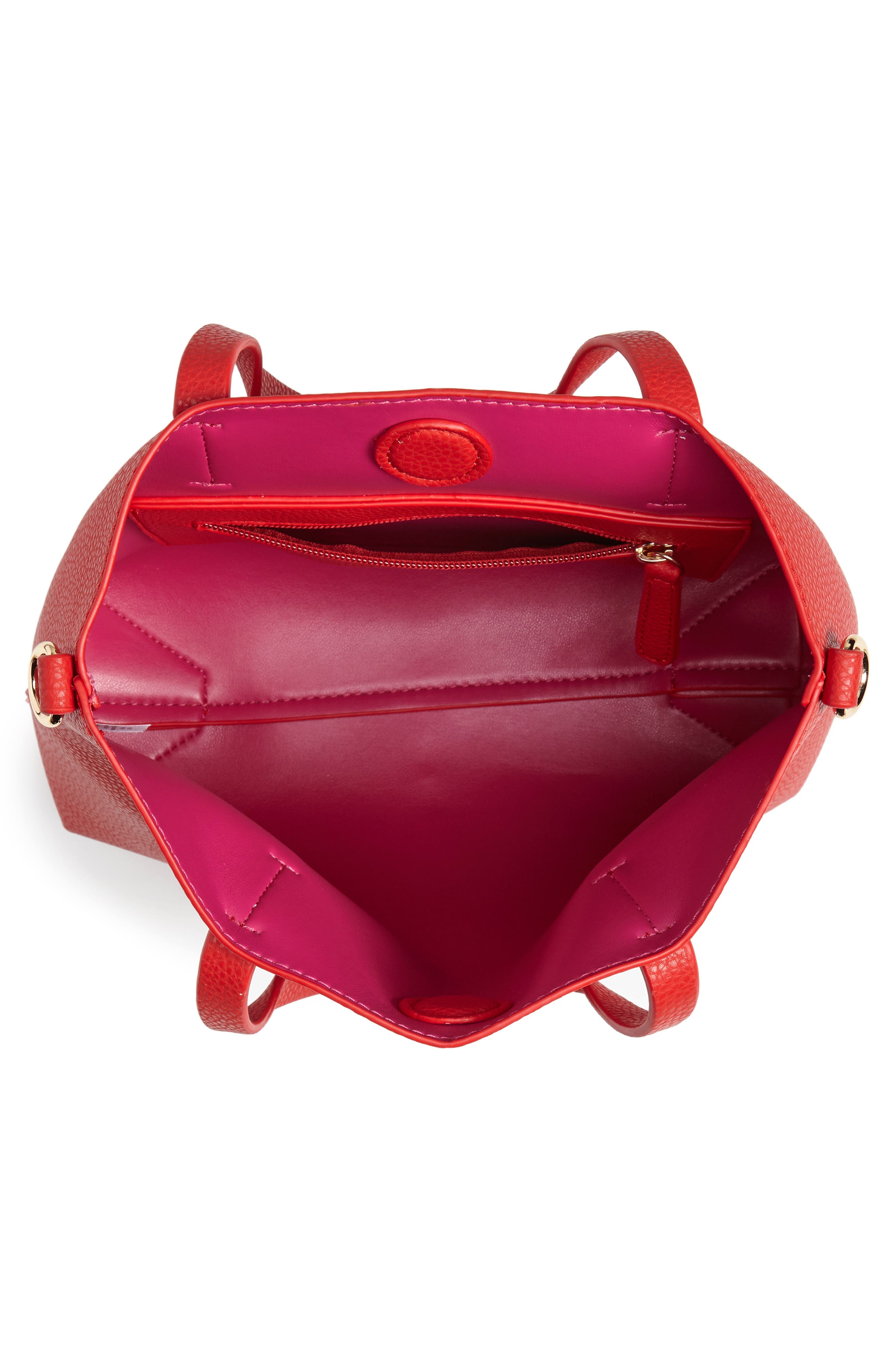 Faux Leather Crossbody Bag, Alternate, color, RED/ FUCHSIA