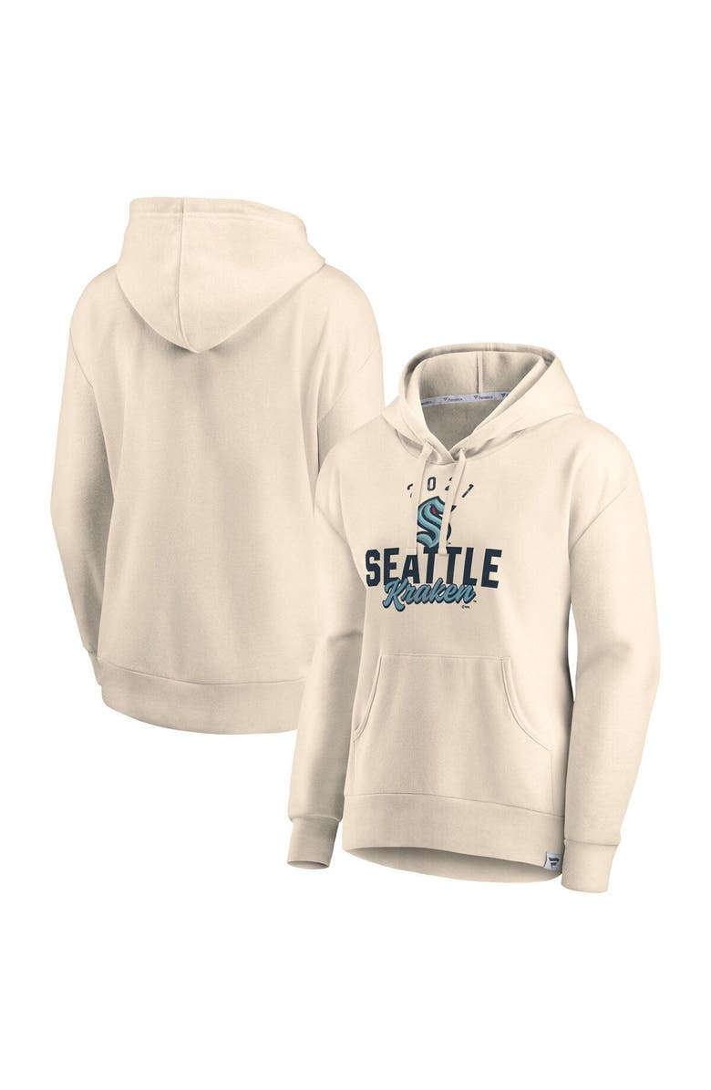 FANATICS Women's Fanatics Branded Oatmeal Seattle Kraken Carry the Puck Pullover Hoodie Sweatshirt, Main, color, 