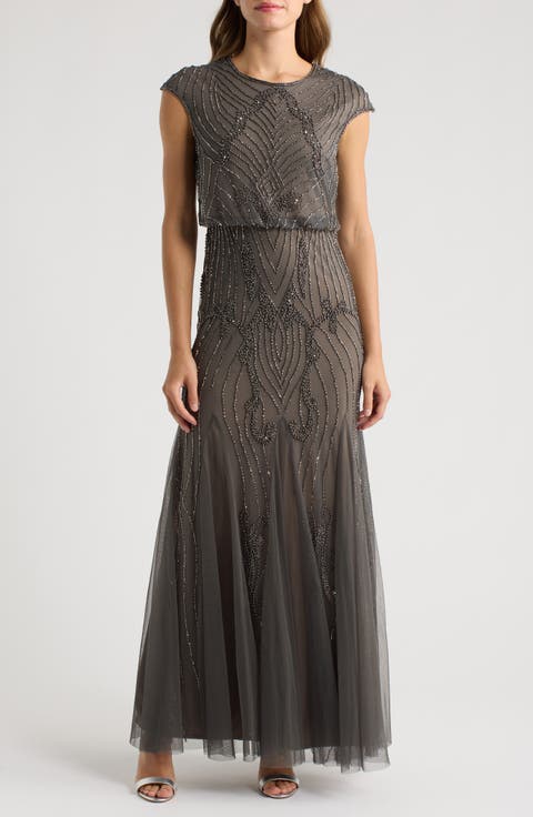Beaded Tulle Gown