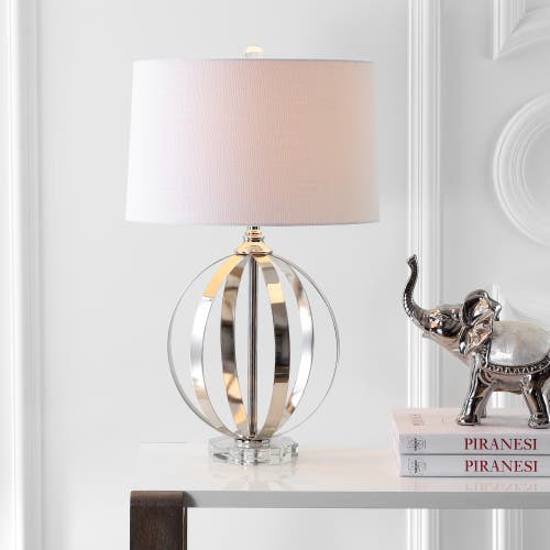 Jonathan Y Logan 26" Metal Orb Led Table Lamp In Polished Nickel/clear