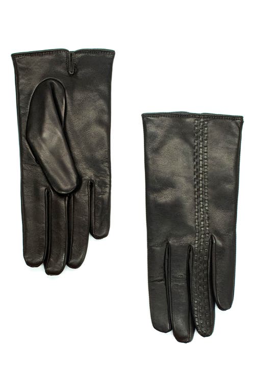 Portolano Contrast Stitch Leather Gloves In Black