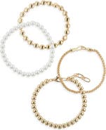 Cara Set of 4 Faux Pearl & Chain Bracelets