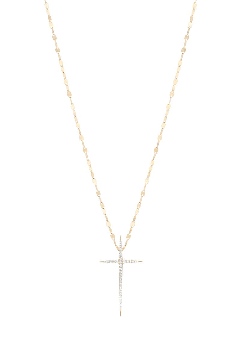 Pointed Diamond Cross 14K Gold Pendant Necklace, Main, color, 14K YELLOW GOLD