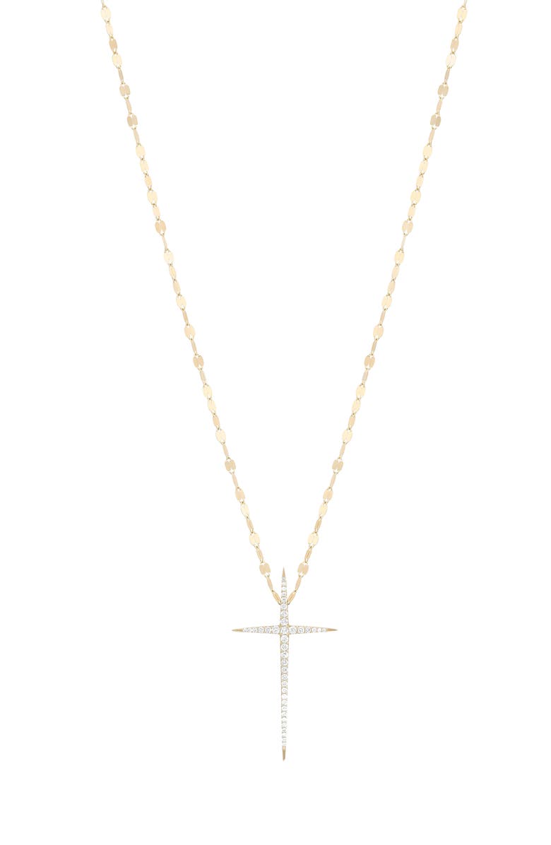 LANA Pointed Diamond Cross 14K Gold Pendant Necklace, Main, color, 14K Yellow Gold