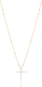 LANA Pointed Diamond Cross 14K Gold Pendant Necklace