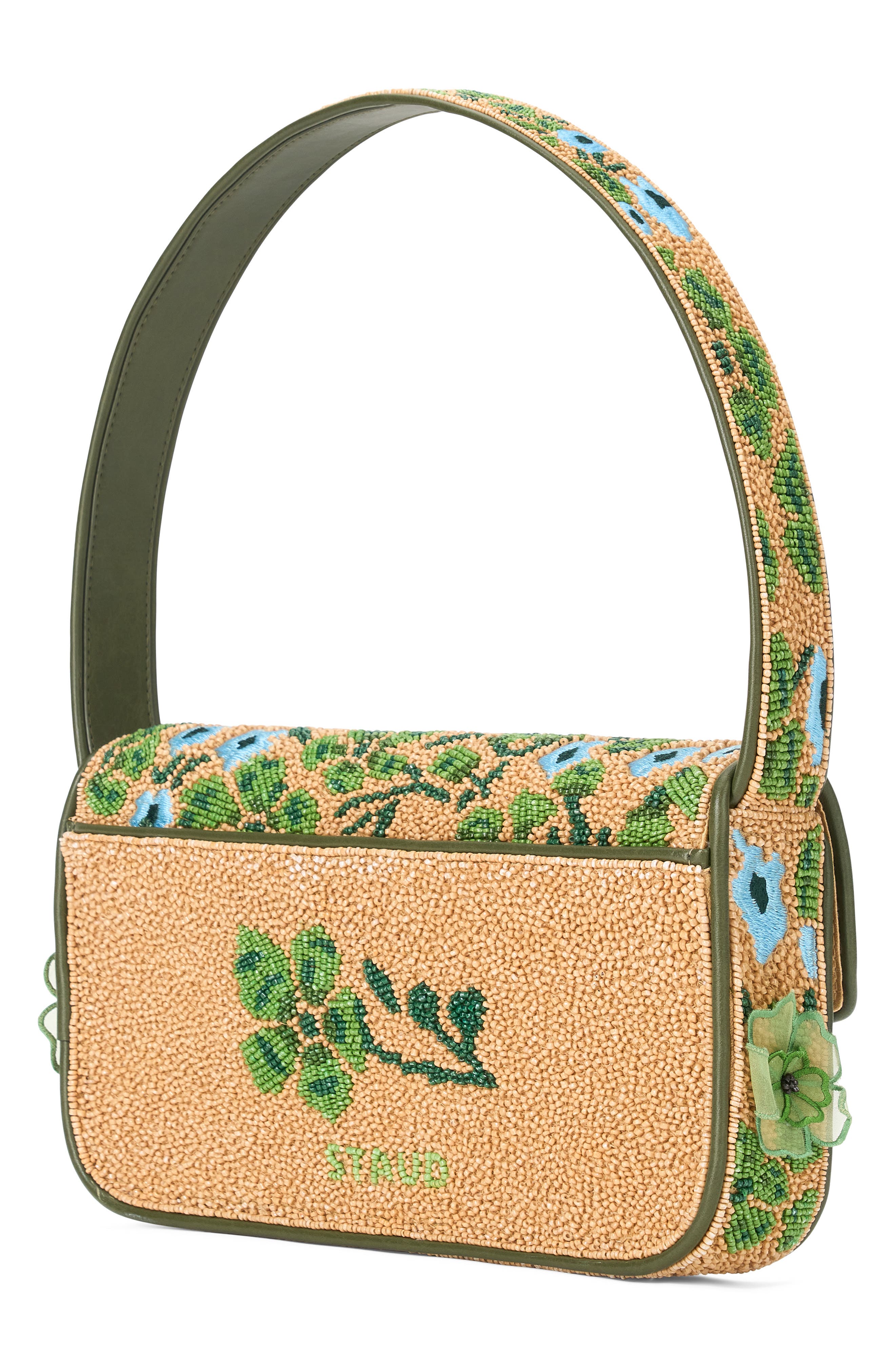 STAUD Tommy Beaded Shoulder Bag, Alternate, color, Moss Floral Tapestry