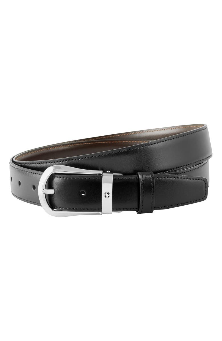 Montblanc Horsheshoe Buckle Reversible Leather Belt, Main, color, 