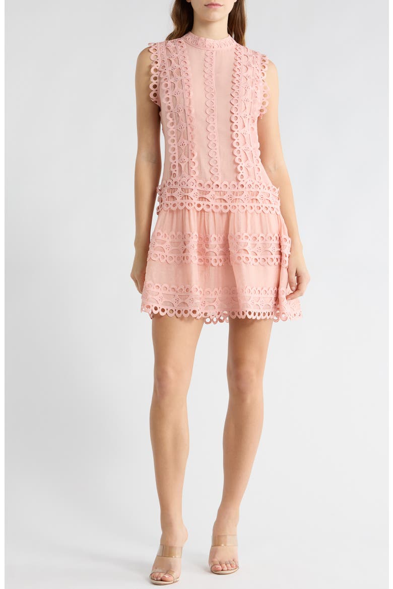 Gabriella Lace Minidress, Main, color, PEACH