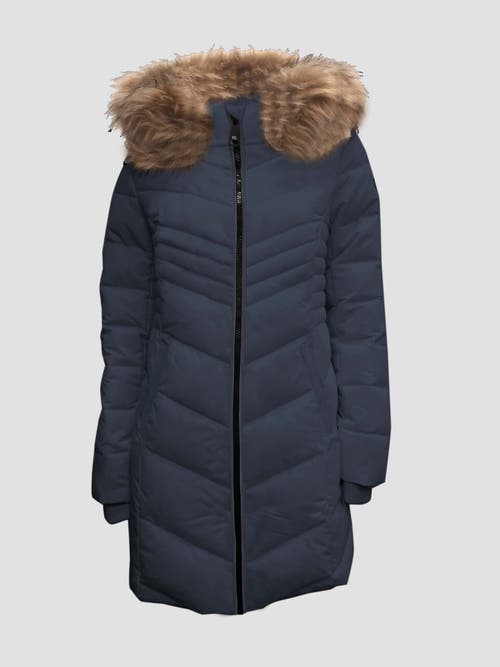 Point Zero Chevron Chic Parka In Navy