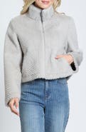 APNY Zig-Zag Textured Faux Fur Full Zip Hoodie