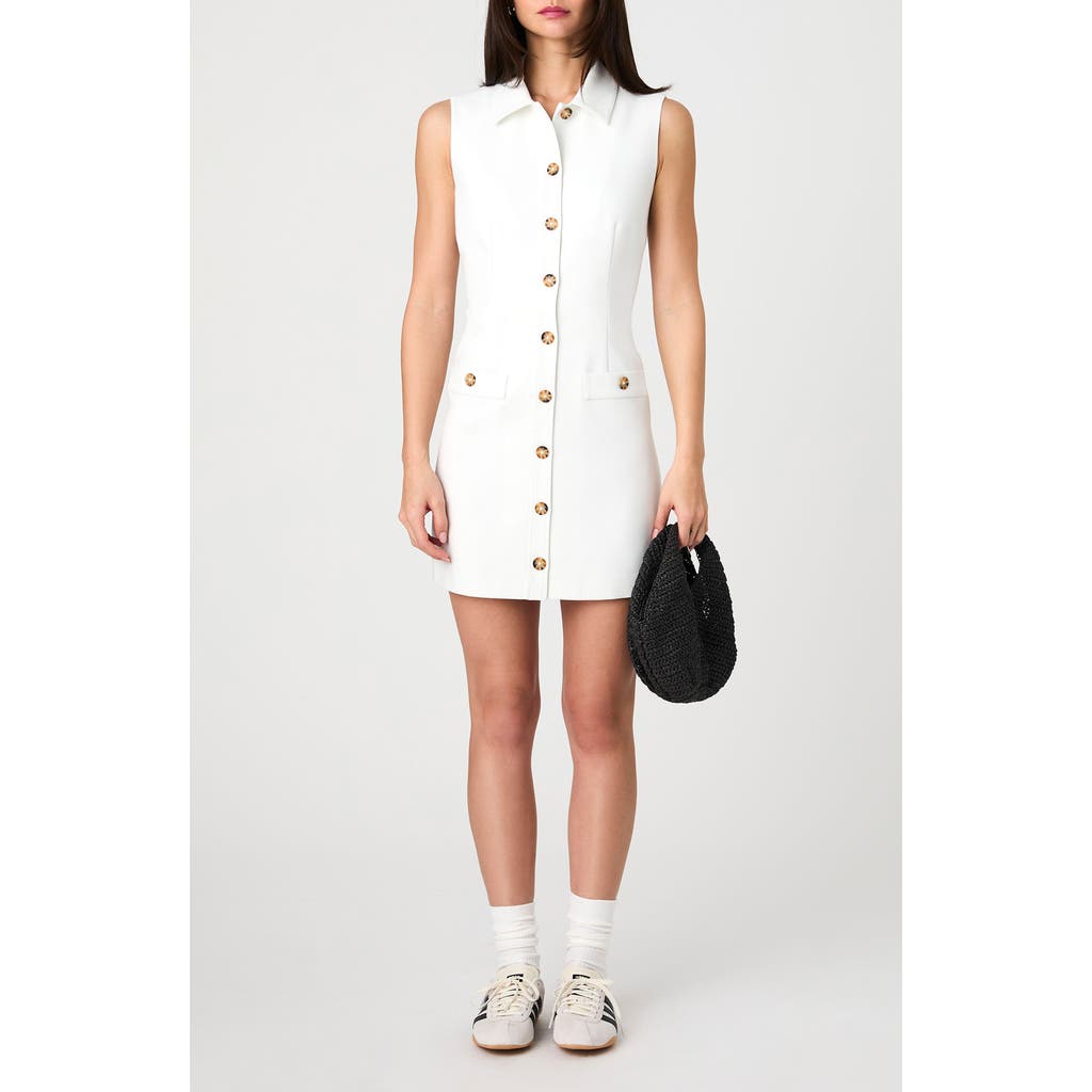 French Connection Azra Sleeveless Twill Mini Shirtdress In 16-summer White