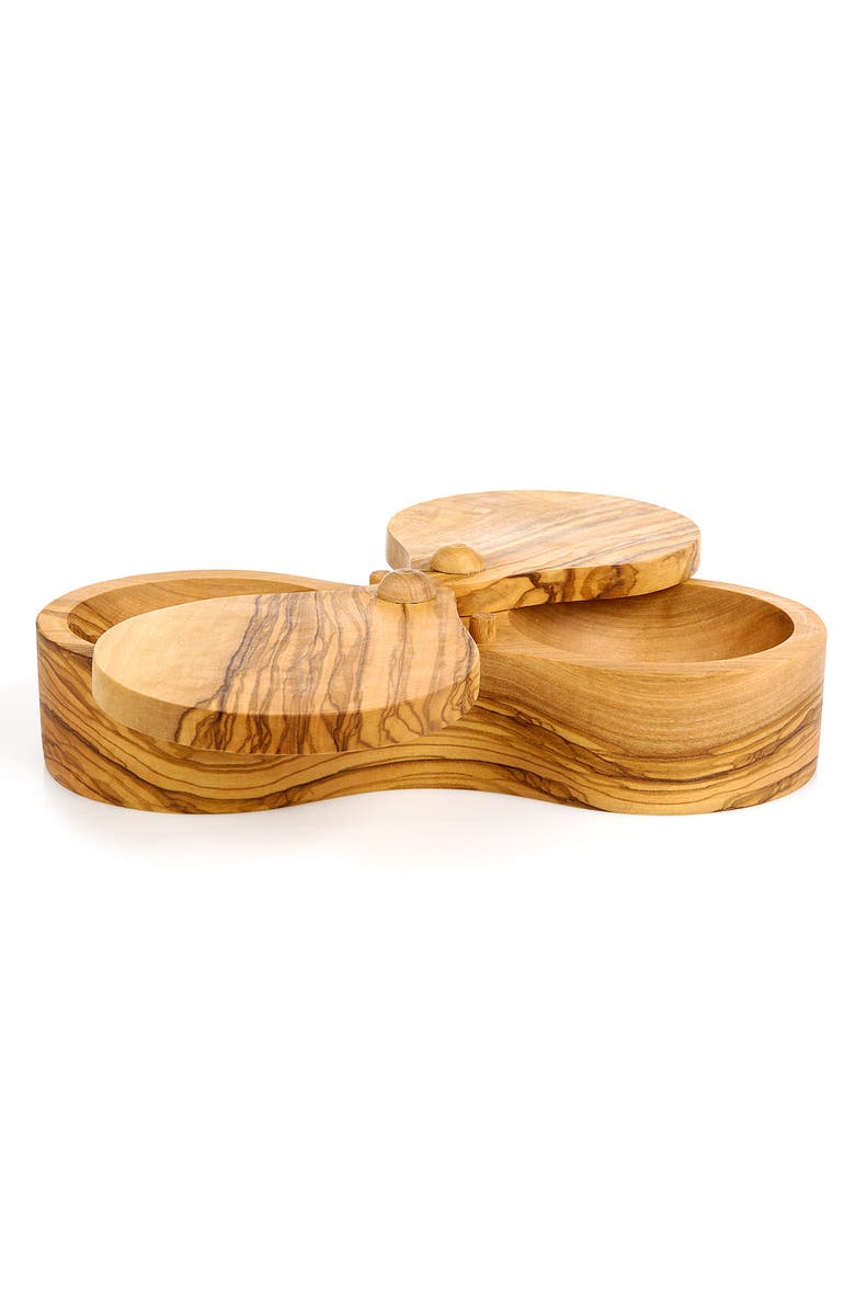 Berard France Olive Wood Double Salt Keeper and Spice Box, Main, color, Brown