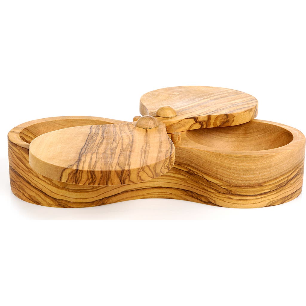 Berard France Olive Wood Double Salt Keeper and Spice Box in Brown  product