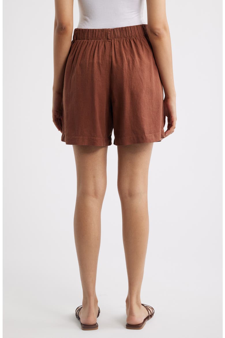 Linen Blend Pleat Shorts, Alternate, color, SUNRISE MOCHA