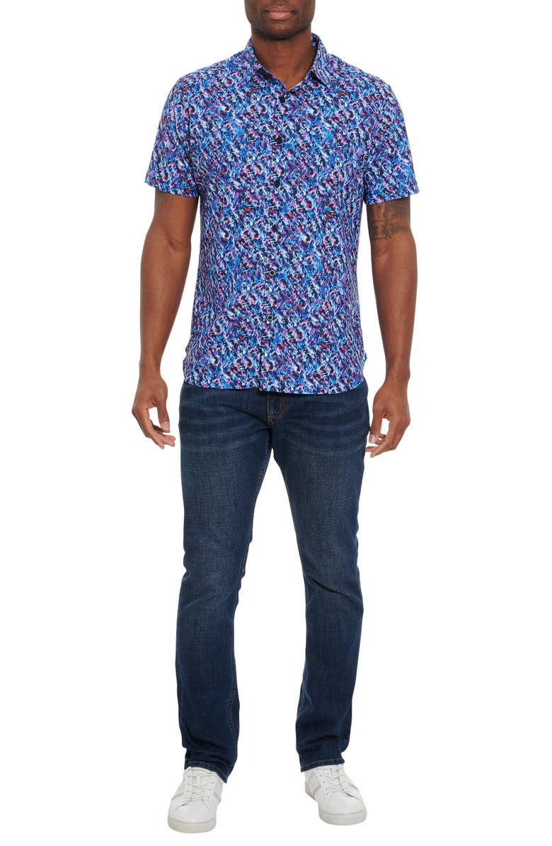 Robert Graham Extrasolar Short Sleeve Button-Up Performance Shirt, Alternate, color, 