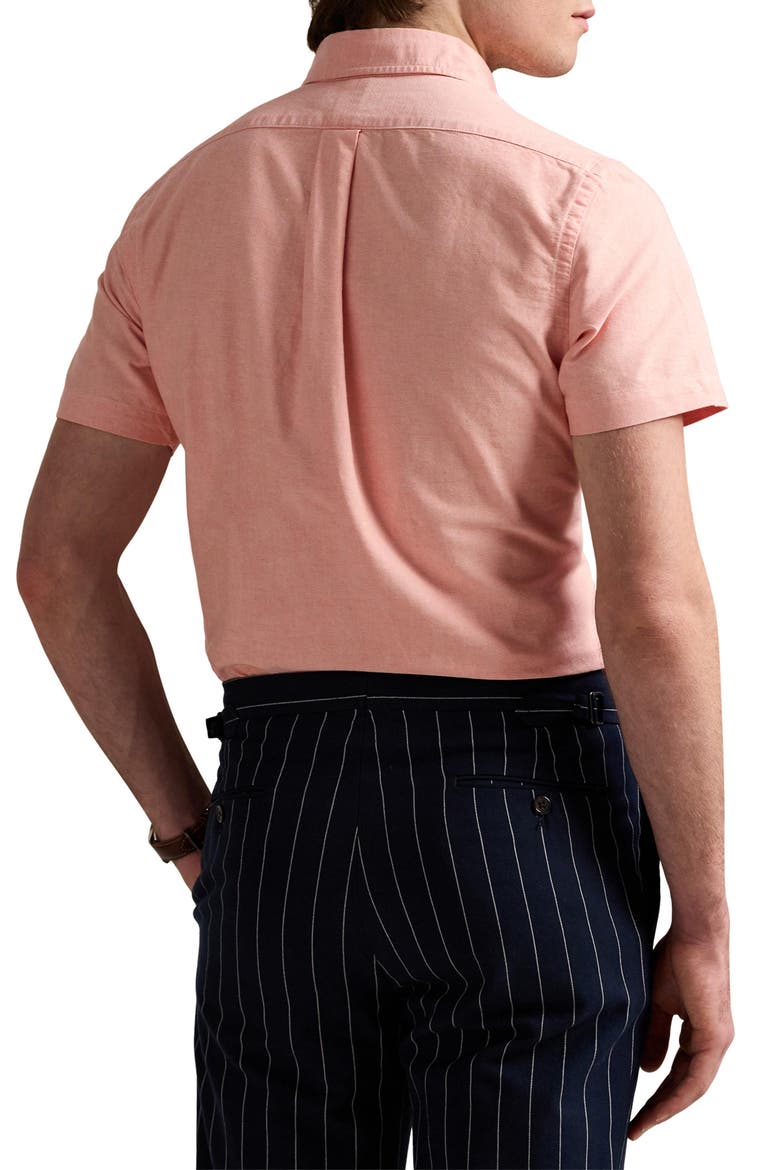 Classic Fit Short Sleeve Button-Down Oxford Shirt, Alternate, color, KONA ORANGE