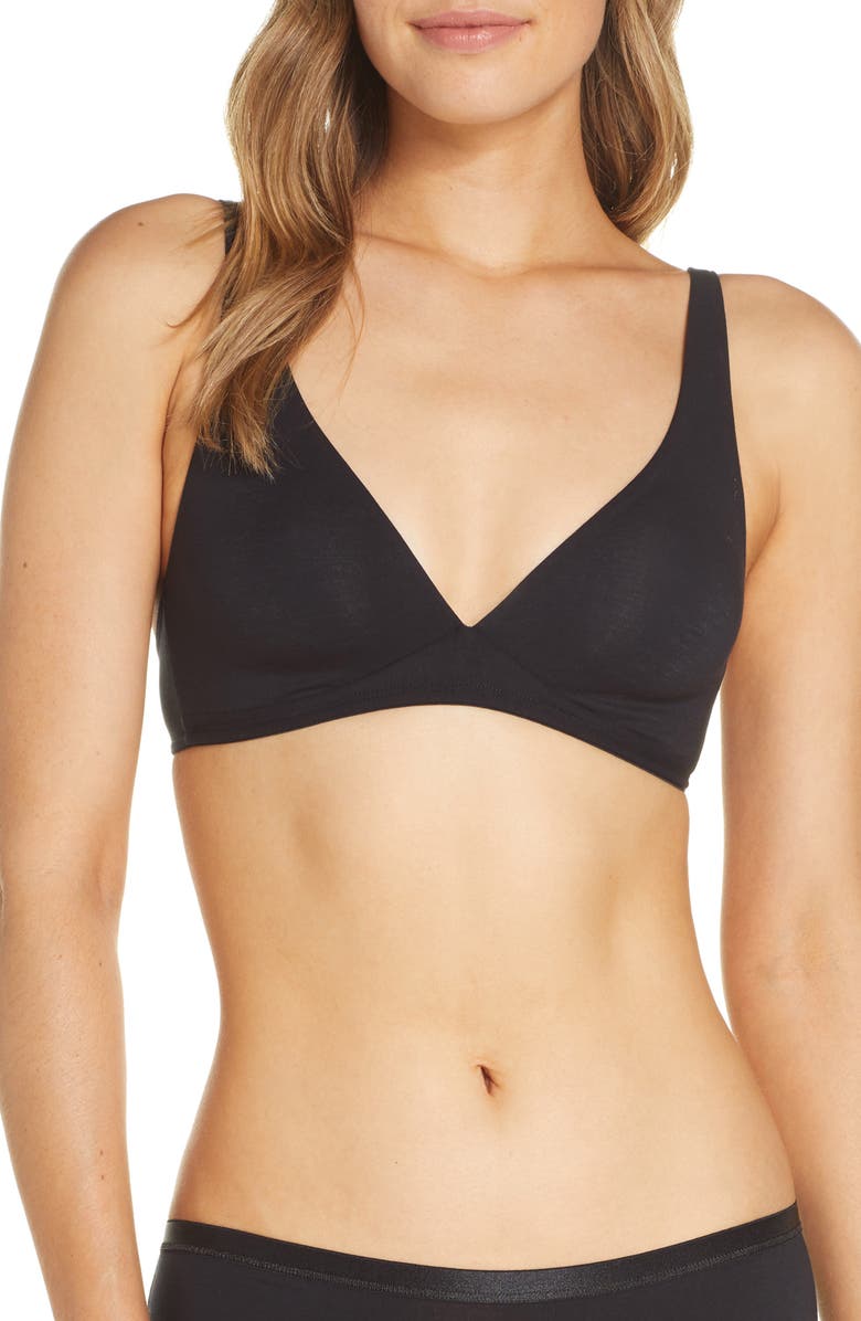 Hanro Cotton Sensation Soft Cup Bra, Main, color, Black 019
