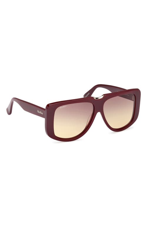 Shop Max Mara Spark 57mm Polarized Shield Sunglasses In Bordeaux/gradient Brown