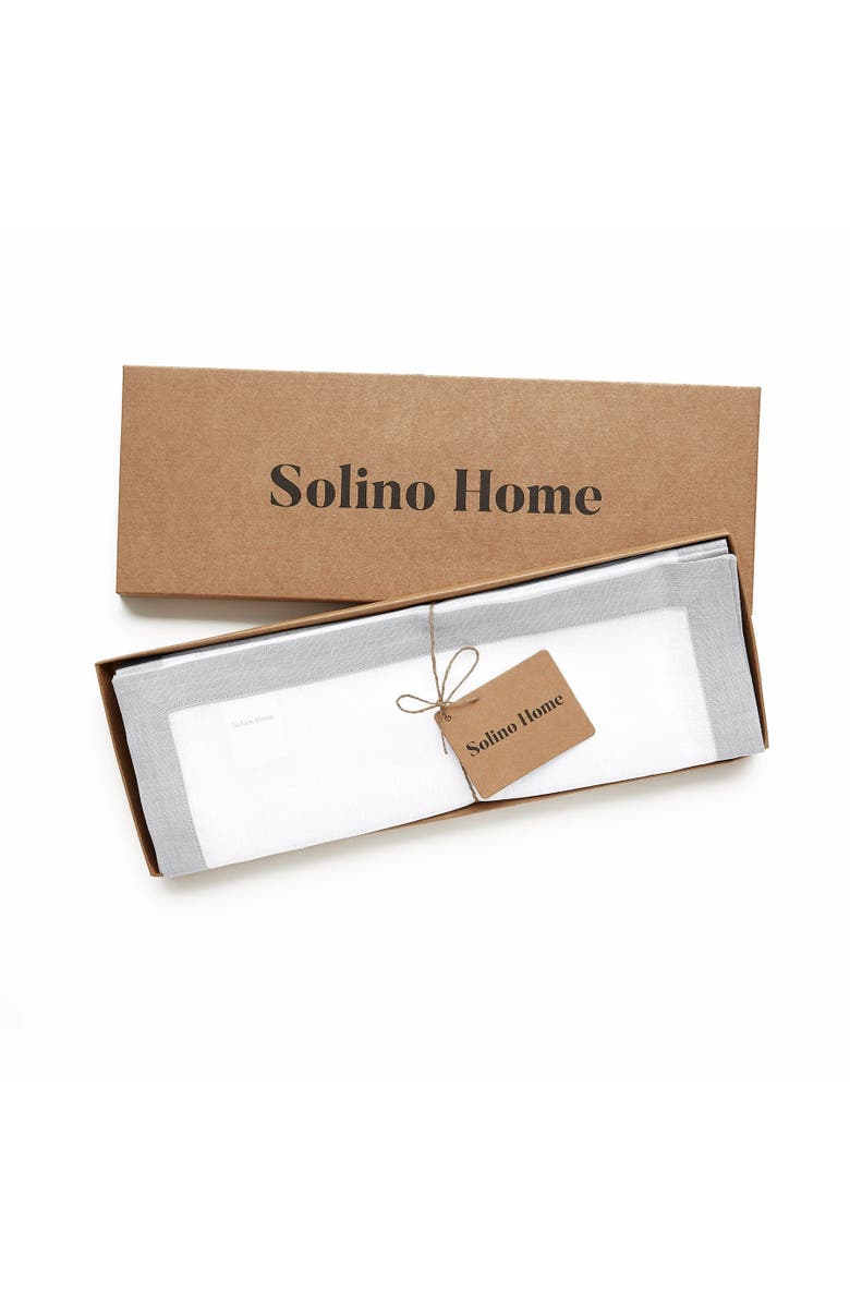 Solino Home Linen Placemats - Classic, 14" x 19", Alternate, color, Soft Grey And White