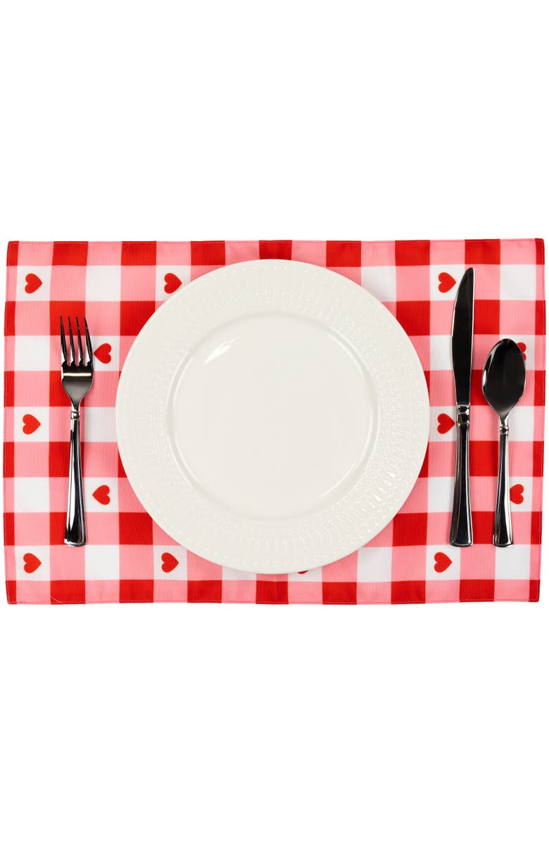 Northlight Checkered Hearts Valentine's Day Placemats - 18" - Set of 4, Alternate, color, Red