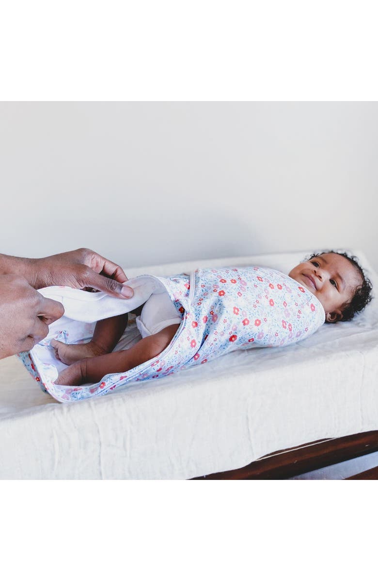 Aden Essentials Easy Swaddle Wrap Quick Change with Bottom Zipper, Snug Cotton Knit Baby Wrap Swaddle Blanket for Newborns, TOG 1.0, 3-Pack, Alternate, color, Fairy Tale Flowers