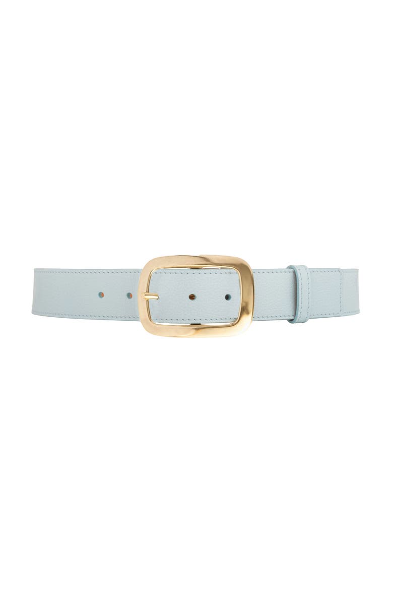 La Captivante Brass Buckle Leather Belt, Main, color, Blue Sky