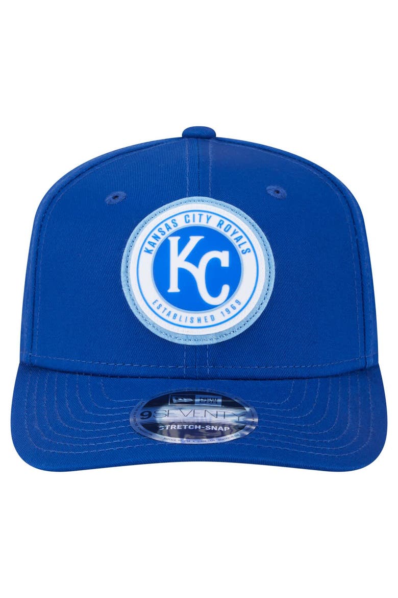 Men's New Era Royal Kansas City Royals Circle Patch 9SEVENTY Stretch-Snap Hat, Alternate, color, Royal