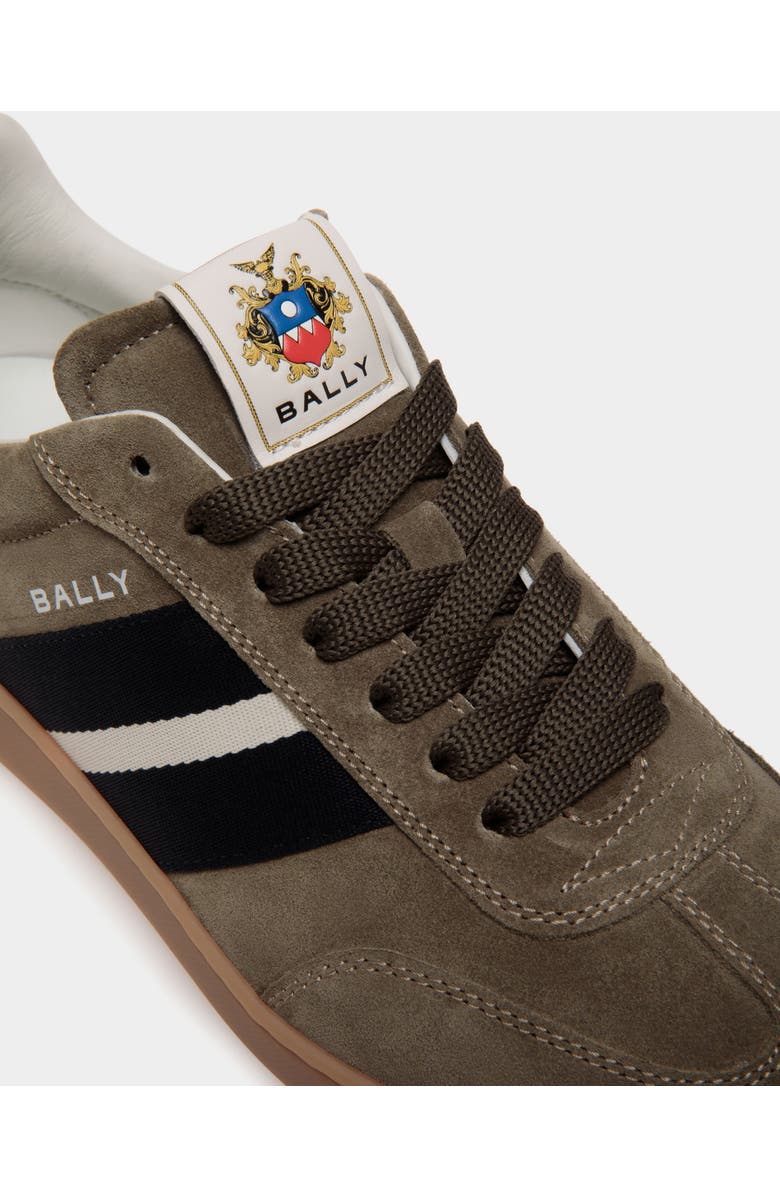 Bally Retro Crest Sneaker in Calf Suede, Alternate, color, Green
