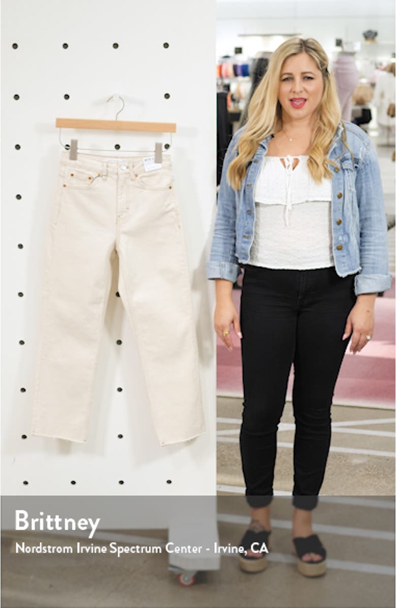 High Waist Raw Hem Straight Leg Jeans, sales video thumbnail