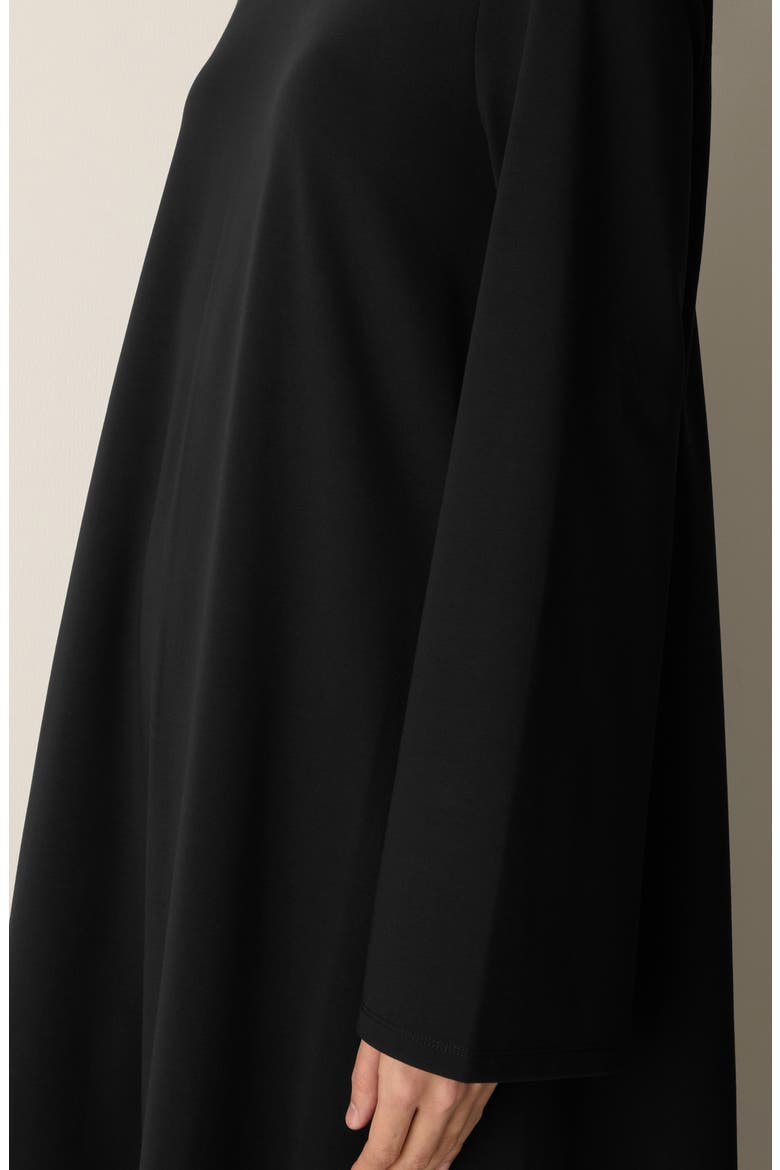 Crewneck Long Sleeve Midi Dress, Alternate, color, BLACK