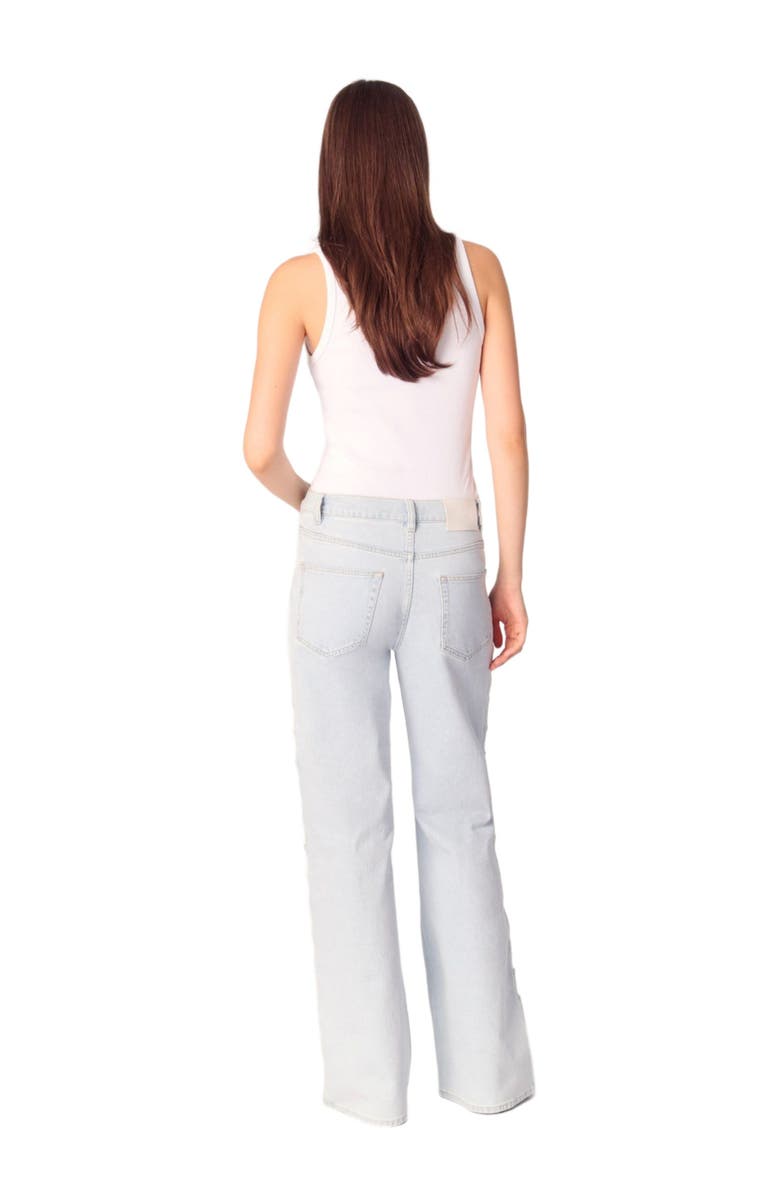 maje Wide-leg rhinestone cutaway jeans, Alternate, color, 