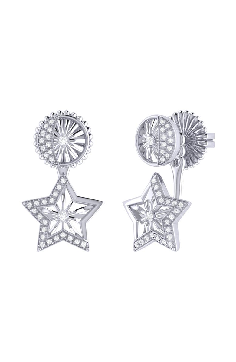 LuvMyJewelry Lucky Star Sterling Silver Diamond Stud Earring, Main, color, Silver