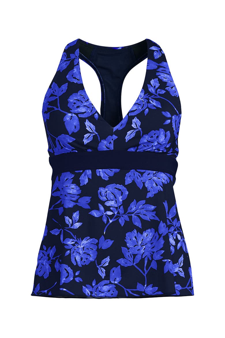 V-Neck Racerback Flutter Tankini, Alternate, color, Navy Graphic Floral/Navy