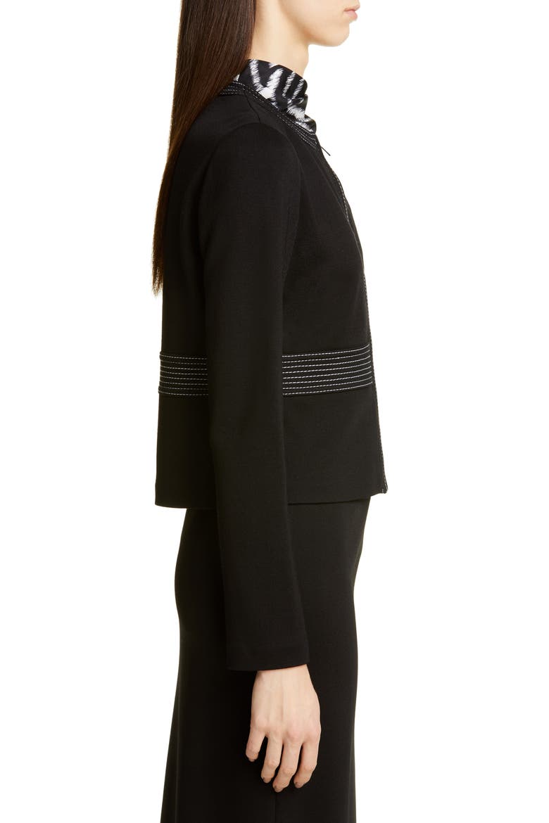 Defined Topstitching Milano Knit Jacket, Alternate, color, CAVIAR