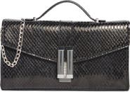 BCBG Double Bar Faux Snakeskin Shoulder Clutch
