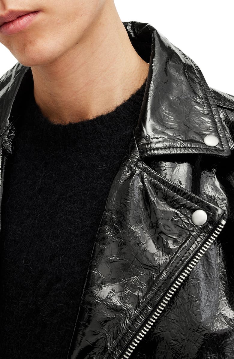 AllSaints Badwan Leather Biker Jacket, Alternate, color, Black