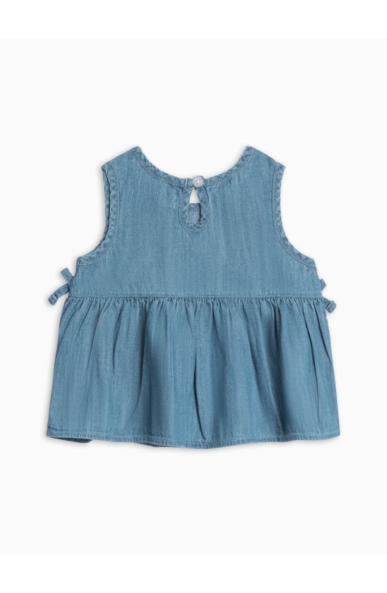 KENDI by Colored Organics Organic Lana Chambray Ruffle and Bow Tank, Alternate, color, Chambray
