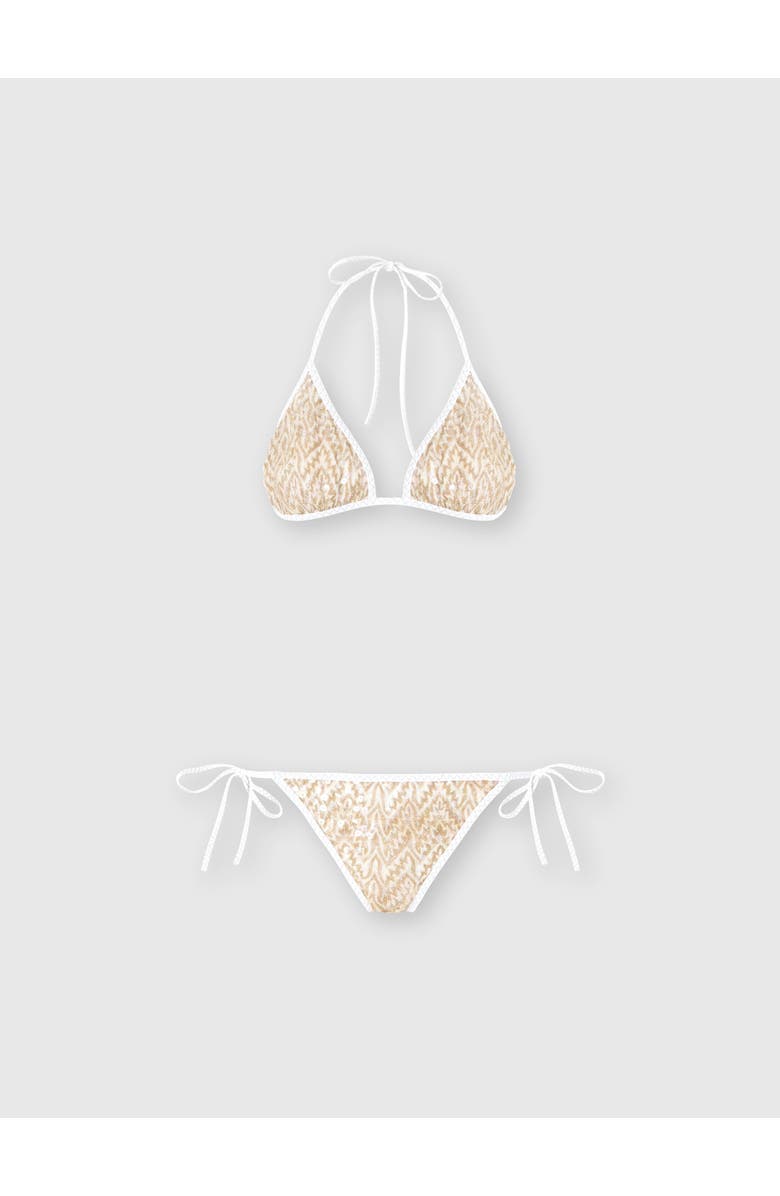 Missoni Bikini In Viscose Lamé With Lace Motif And Sequins, Alternate, color, Gold& White