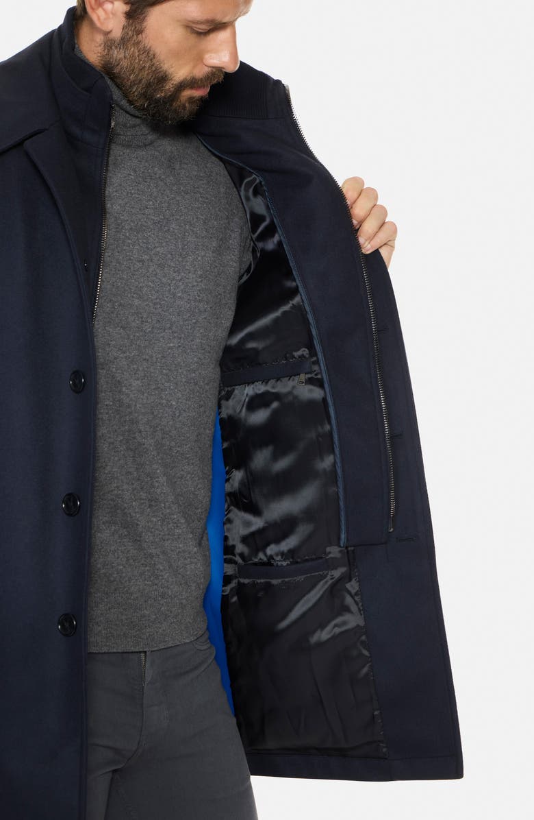 Norwegian Wool Euro Waterproof Wool & Cashmere Blend Coat with Removable Bib, Alternate, color, Navy