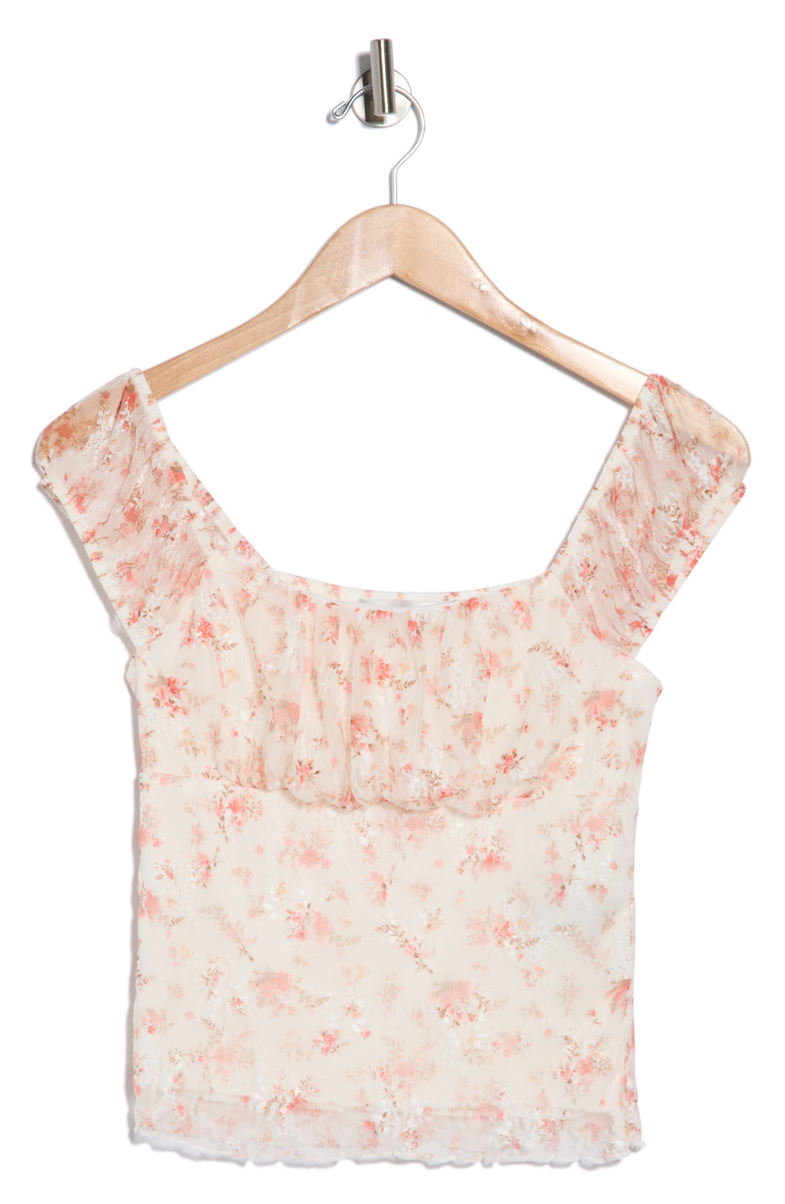Madden Girl Emma Floral Ruffle Trim Top