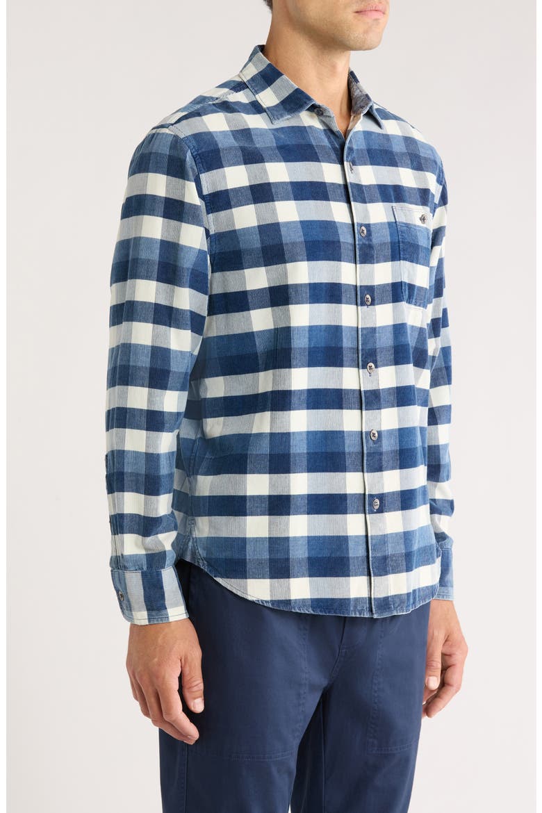 Coastline Cord Mojave Blues Buffalo Check Cotton Corduroy Button-Up Shirt, Alternate, color, CARBON NAVY
