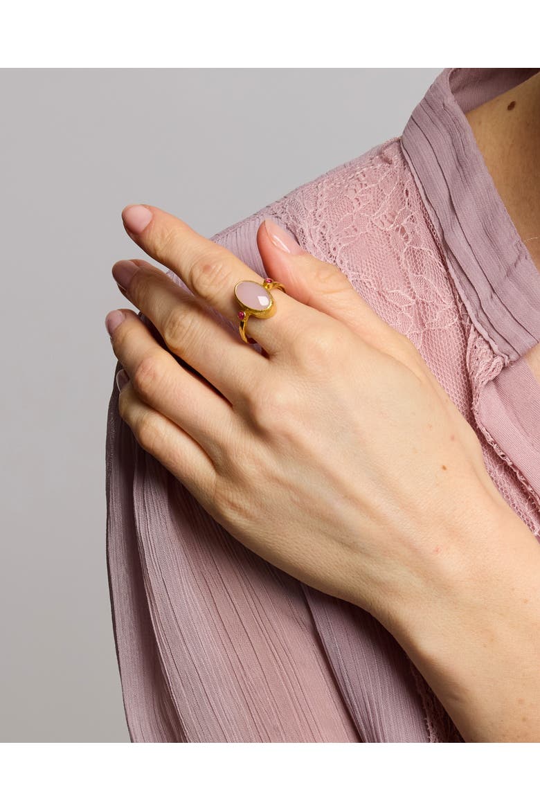 Lucia Rose Quartz Cocktail Ring, Alternate, color, Gold