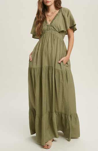 Flutter Sleeve Tiered Maxi Dress