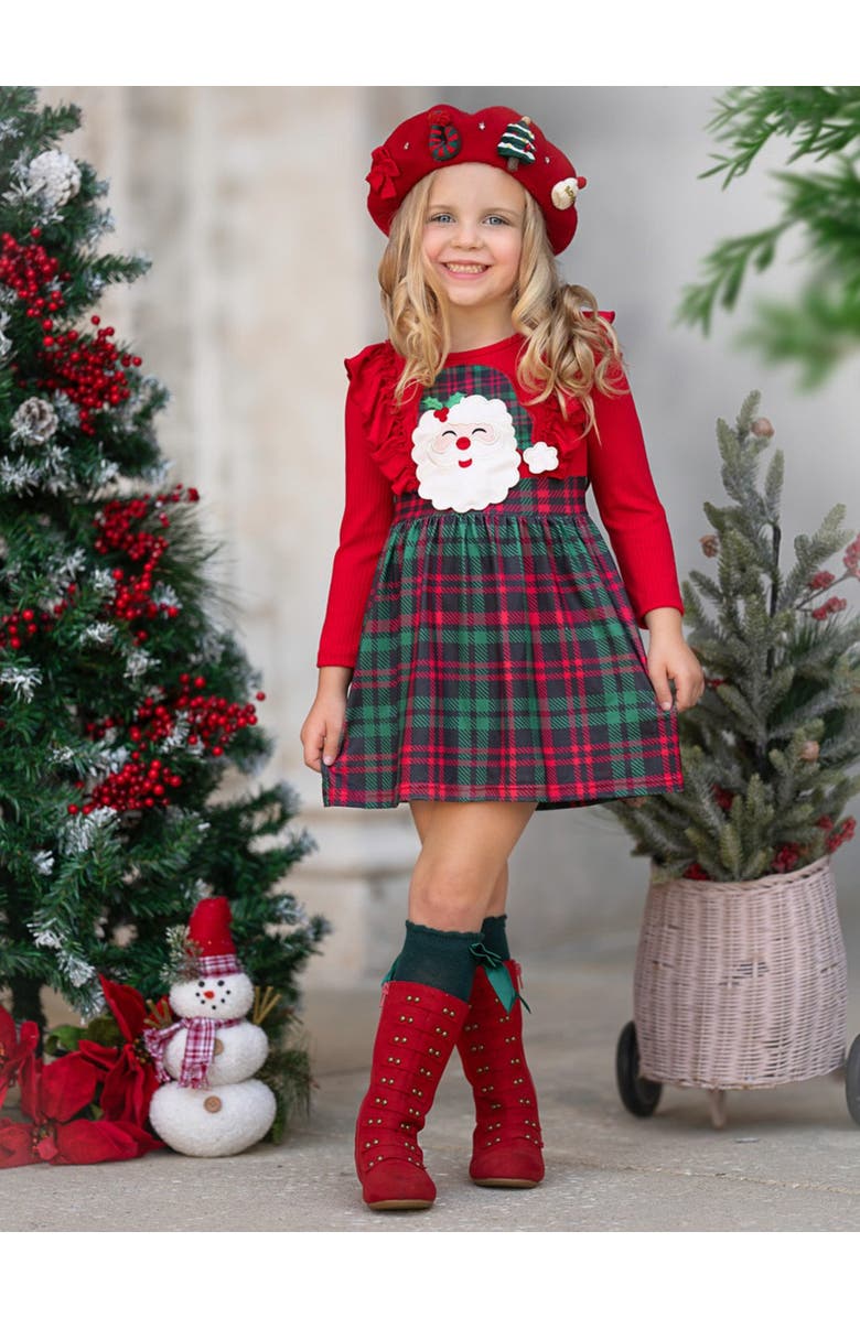 Mia Belle Girls Santa Long Sleeve Dress, Alternate, color, Red
