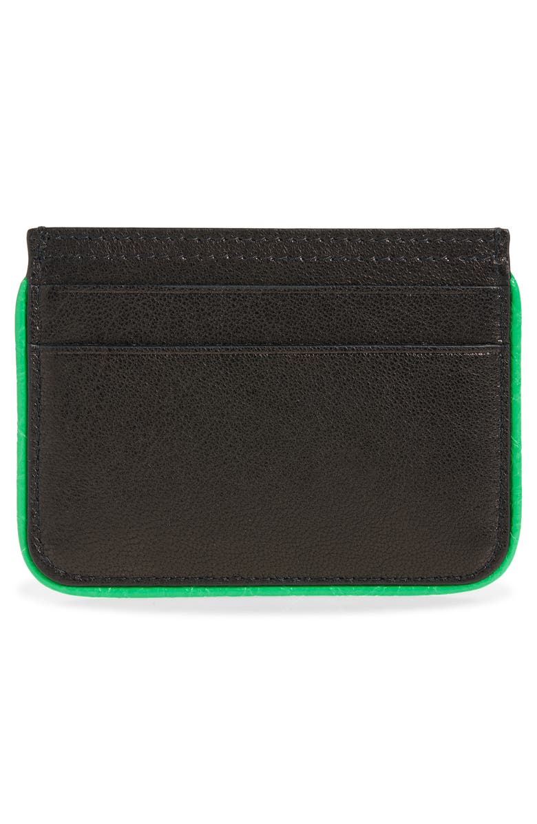 Balenciaga Biker Card Holder, Alternate, color, 1038 Black/ Vivid Green