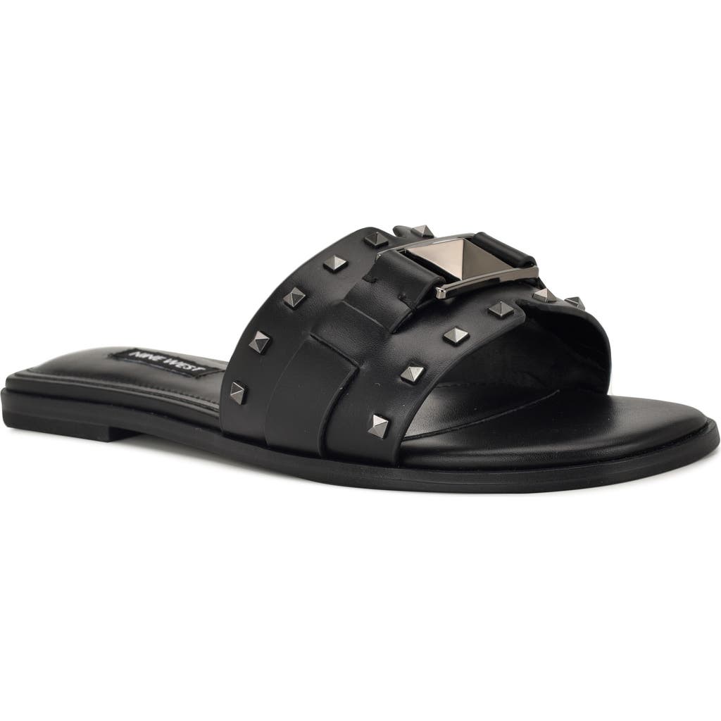 Nine West Griyen Studded Slide Sandal In Black